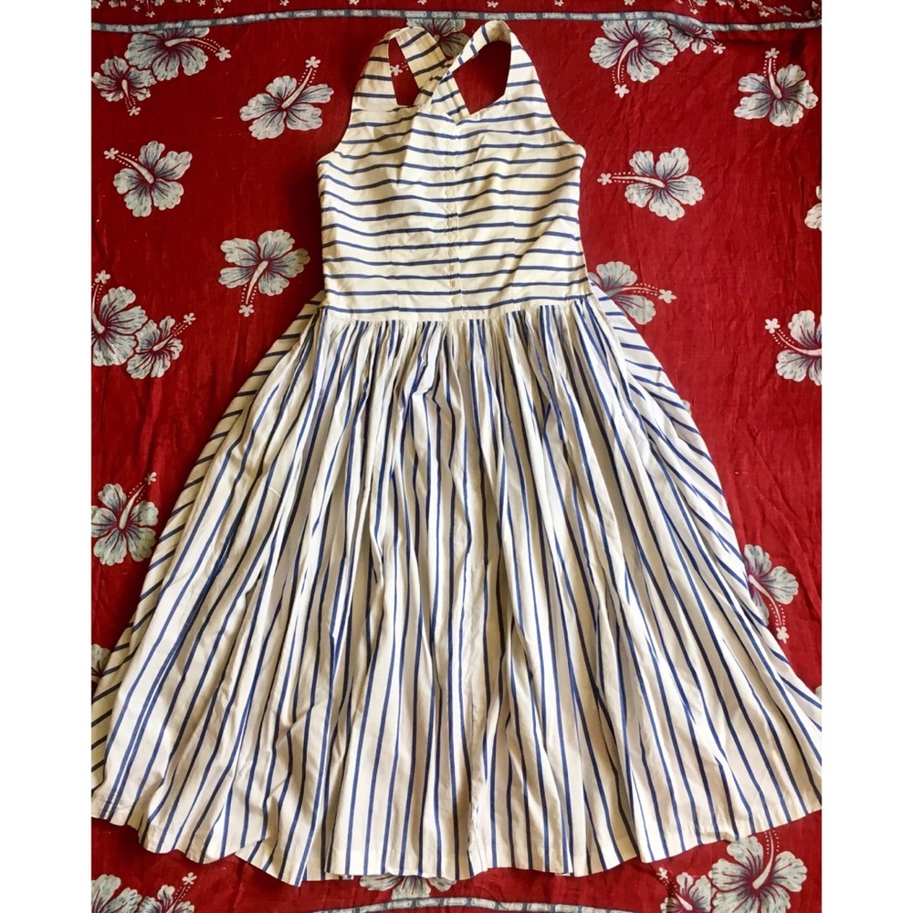 Blue and White Striped Dress